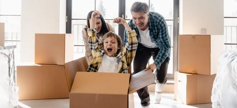 a family getting ready for moving from California to Eagle ID