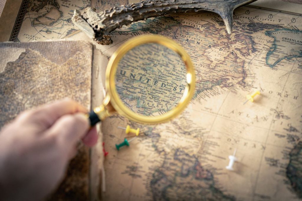 person looking at a map