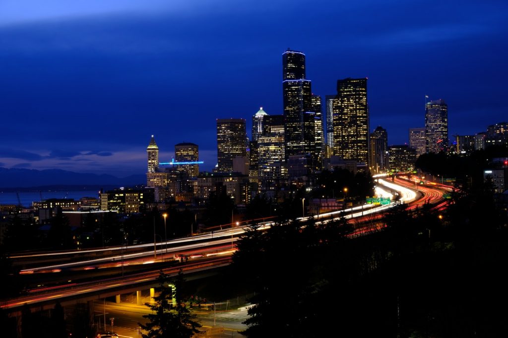 light trails moving from Eagle to Seattle