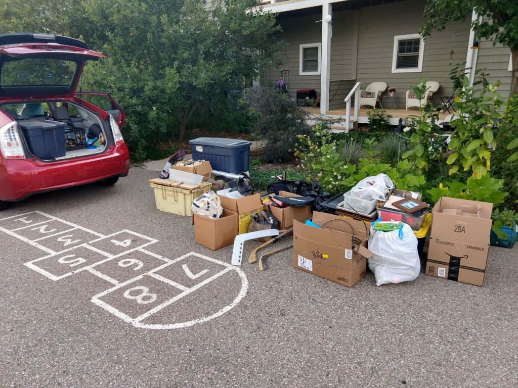 Items packed in boxes for a move