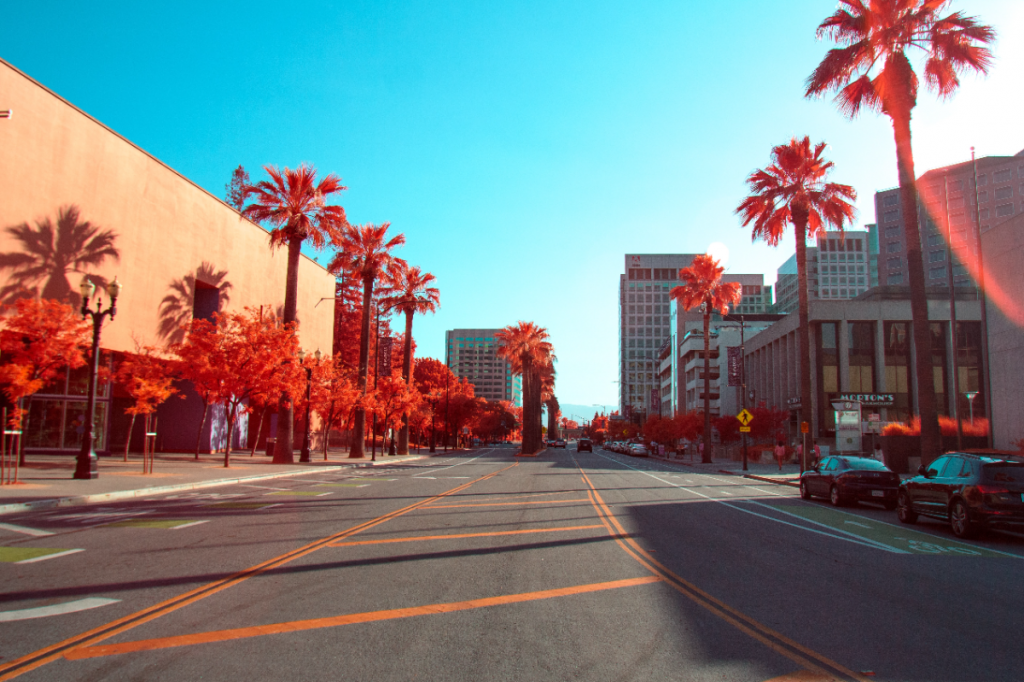 Sunset on a street in San Jose