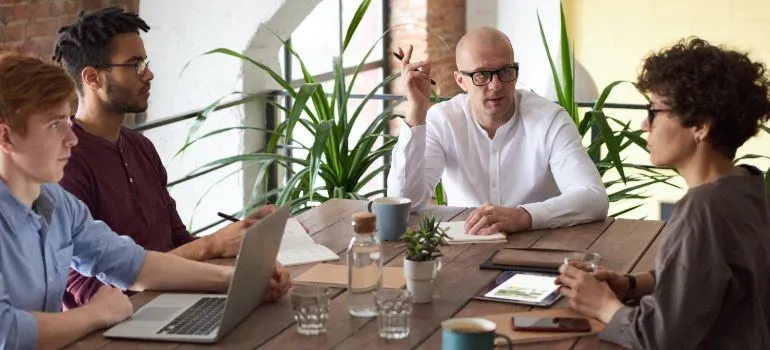 Employees planning on shipping office inventory