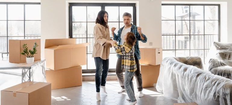 Happy family moving in.