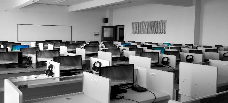 business room with computers