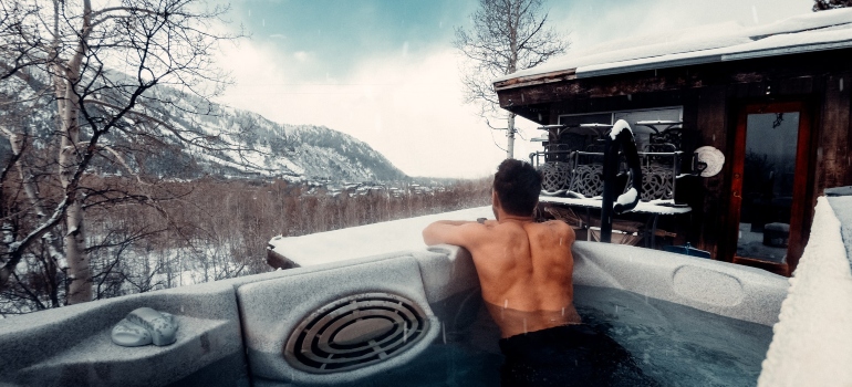 A man in hot tub