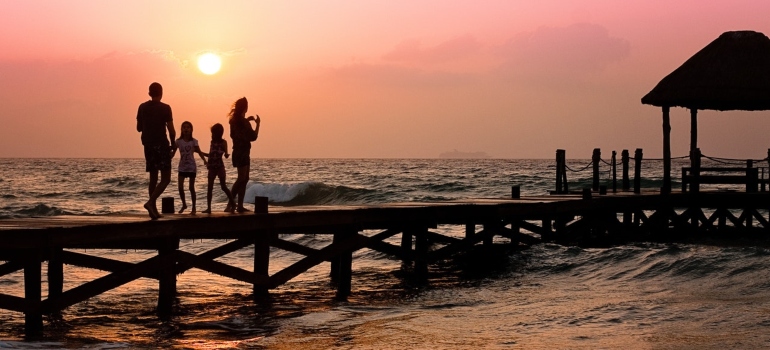 A family at the beach