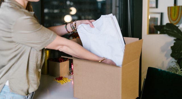 Packing items for storage.