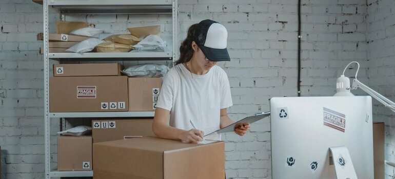 a woman organizing