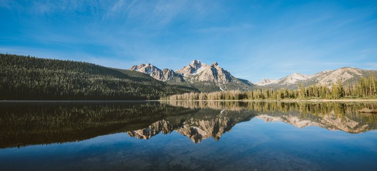 a mountain range with a lake in Idaho