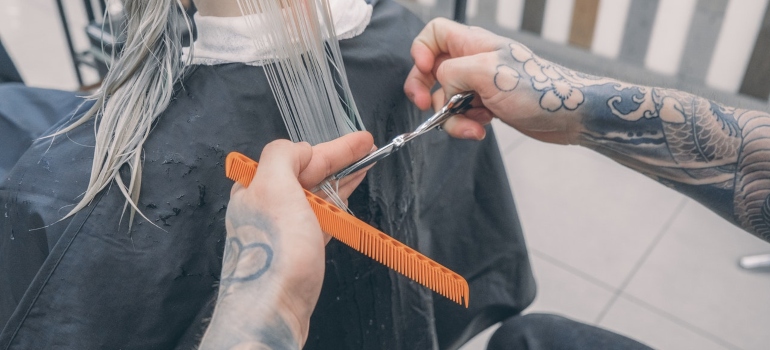 Person cutting hair