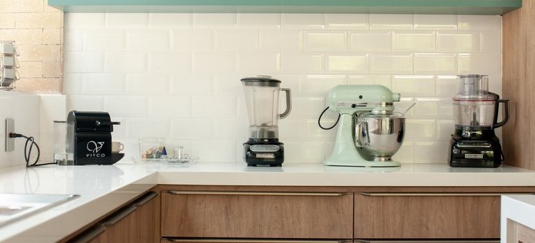 kitchen appliances on a counter