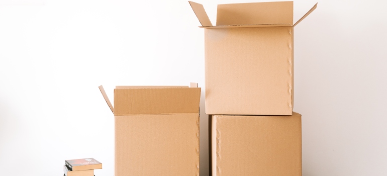 three cardboard boxes on the table