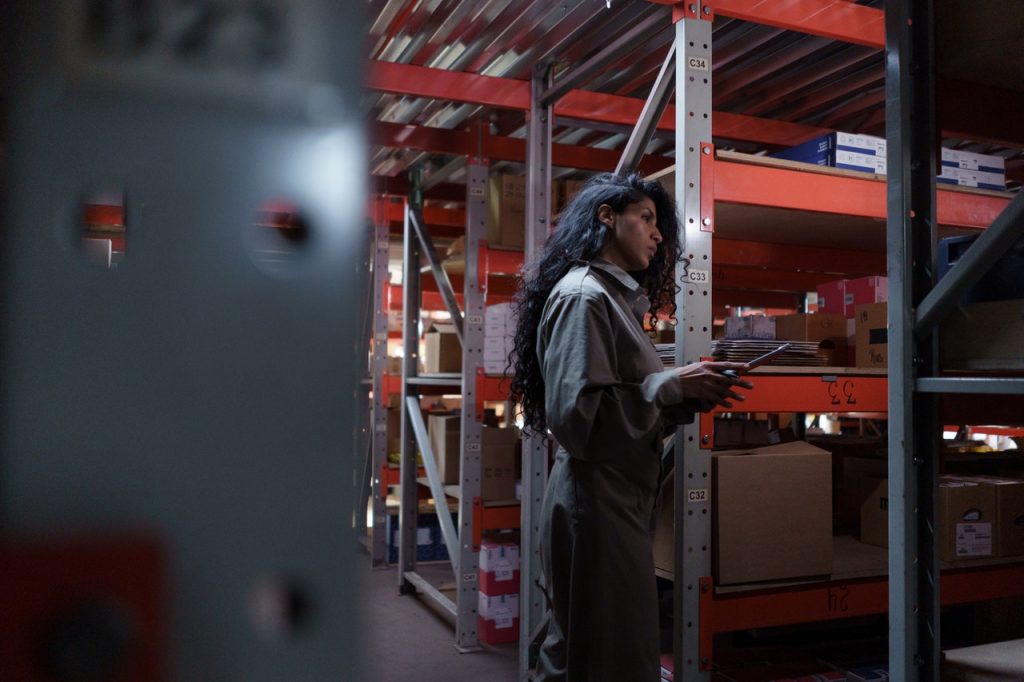 woman in a commercial warehouse