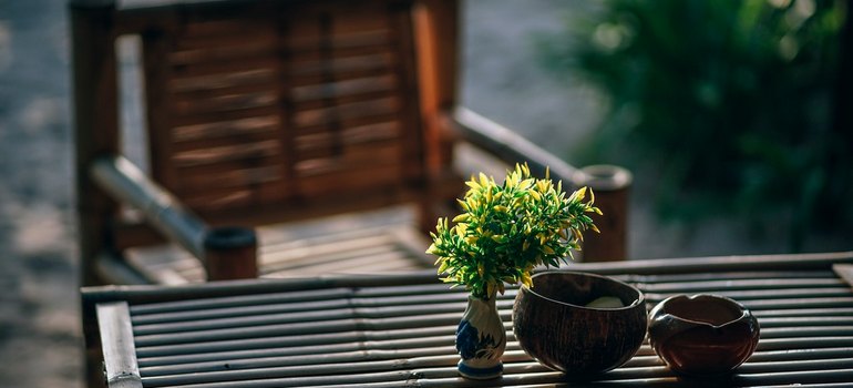 bamboo chair and table
