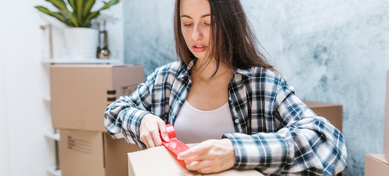 person packing for storage