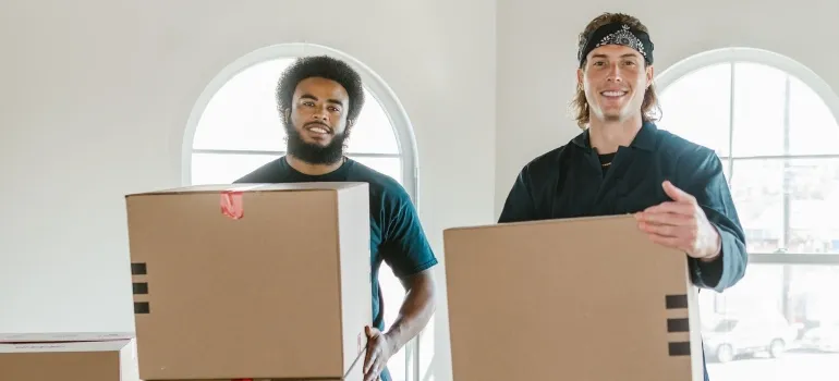 two men packing