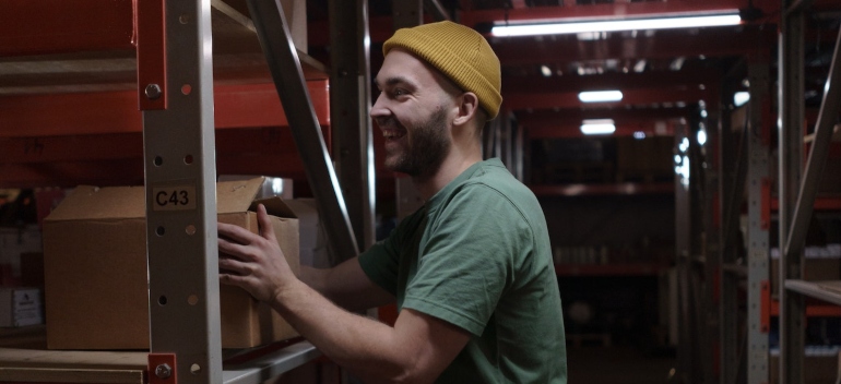 man inside a storage facility