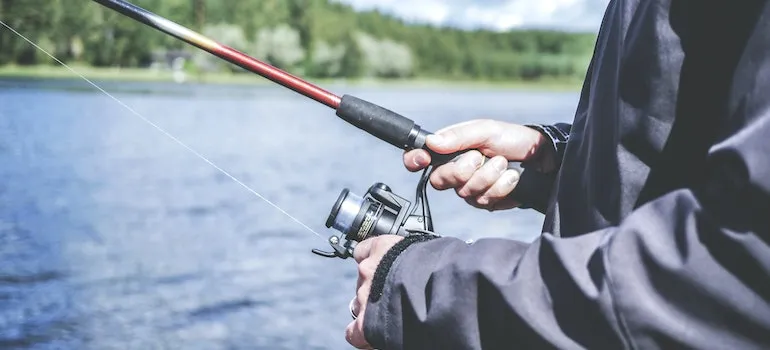 A man is fishing.