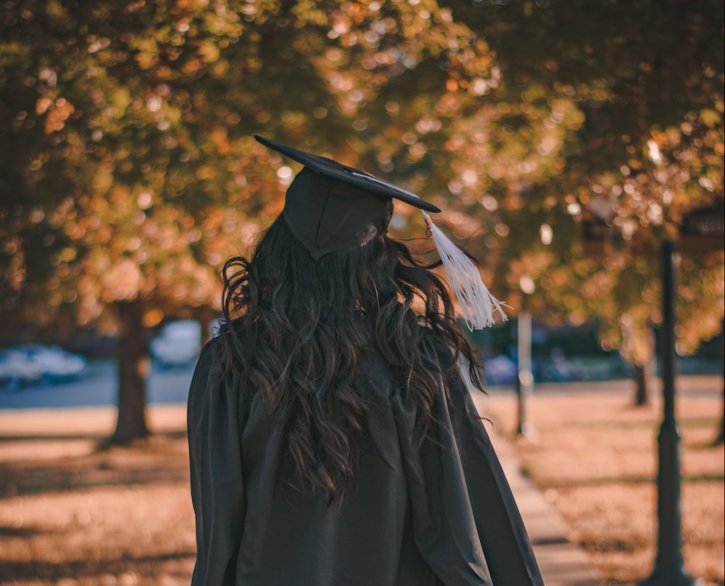 college student walking