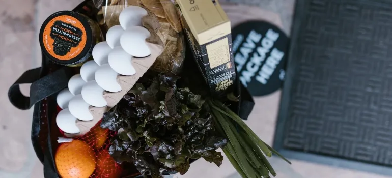 a bag with groceries