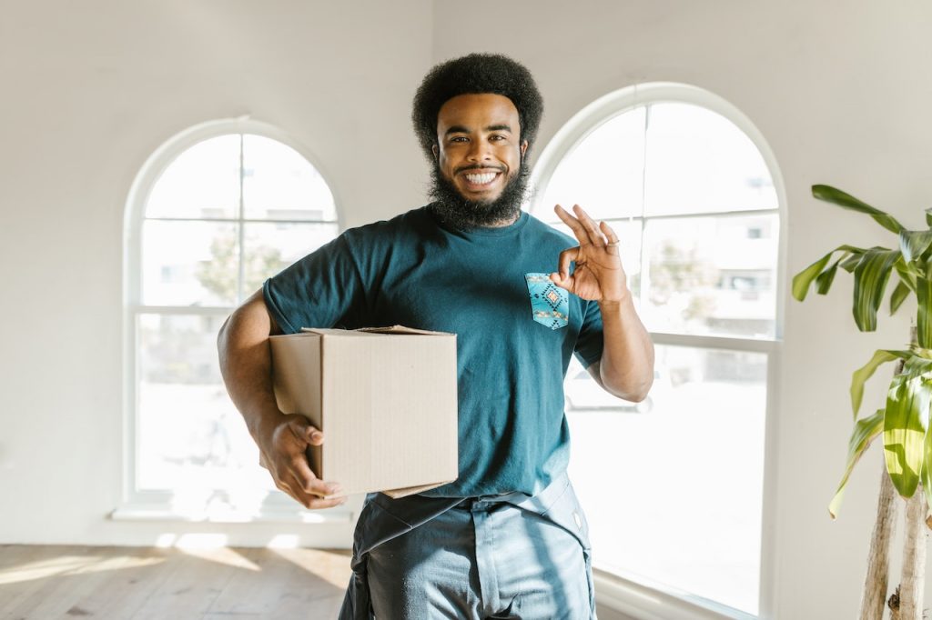 professional mover smiling