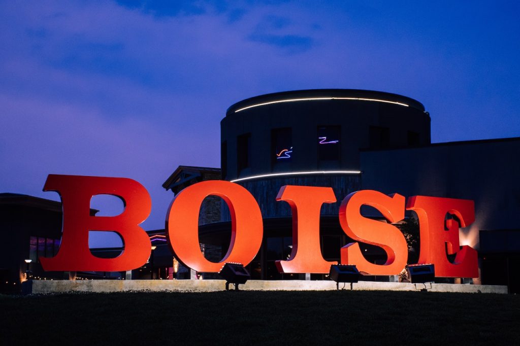 A large red sign saying BOISE, illustrating best places to live in Boise area.
