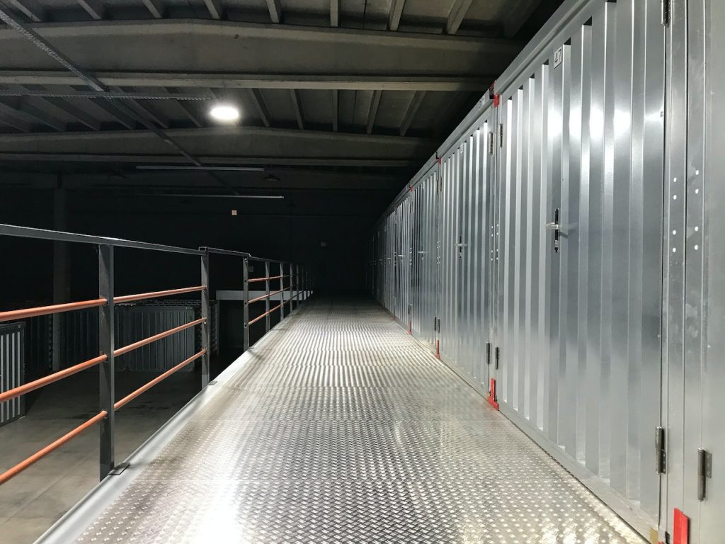 a storage unit inside a building