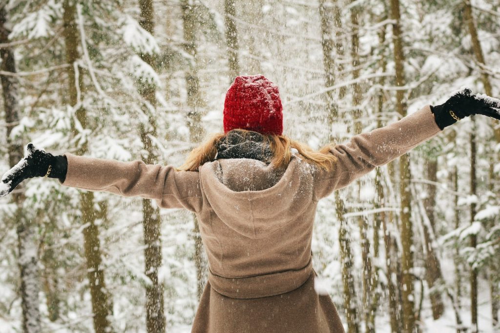 woman enjoying winter