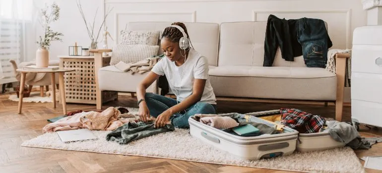 woman decluttering her home before a move