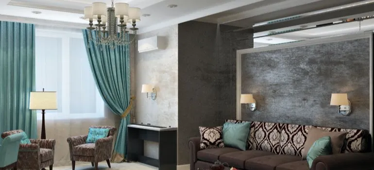 living room decorated in pastel colors