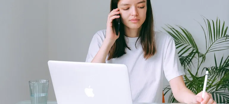 person on phone talking about moving a home-based business in Boise 