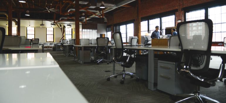 Open office space with large windows