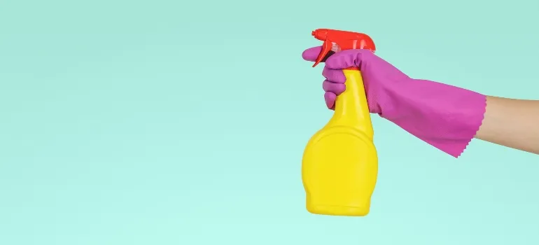 One of the best long-term storage tips is to use gloves and a spray bottle for cleaning your belongings