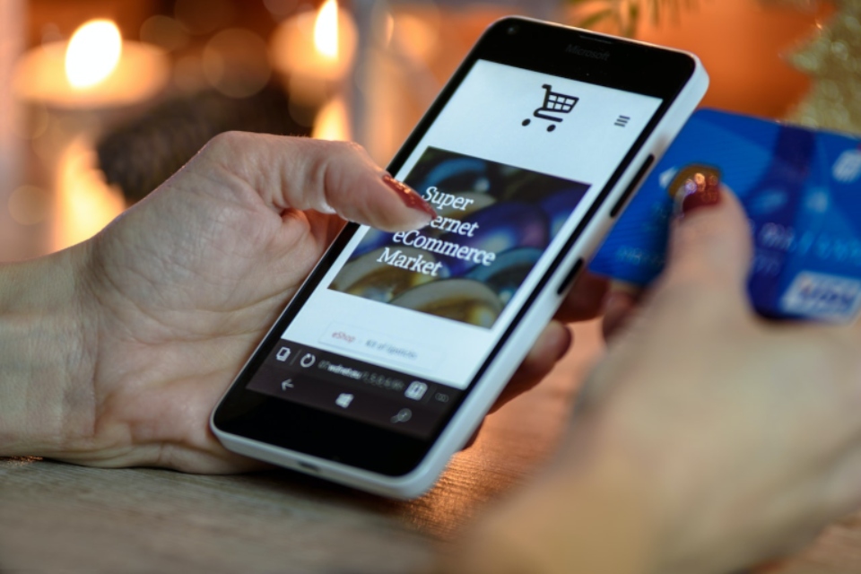 image of an online store on a smartphone screen