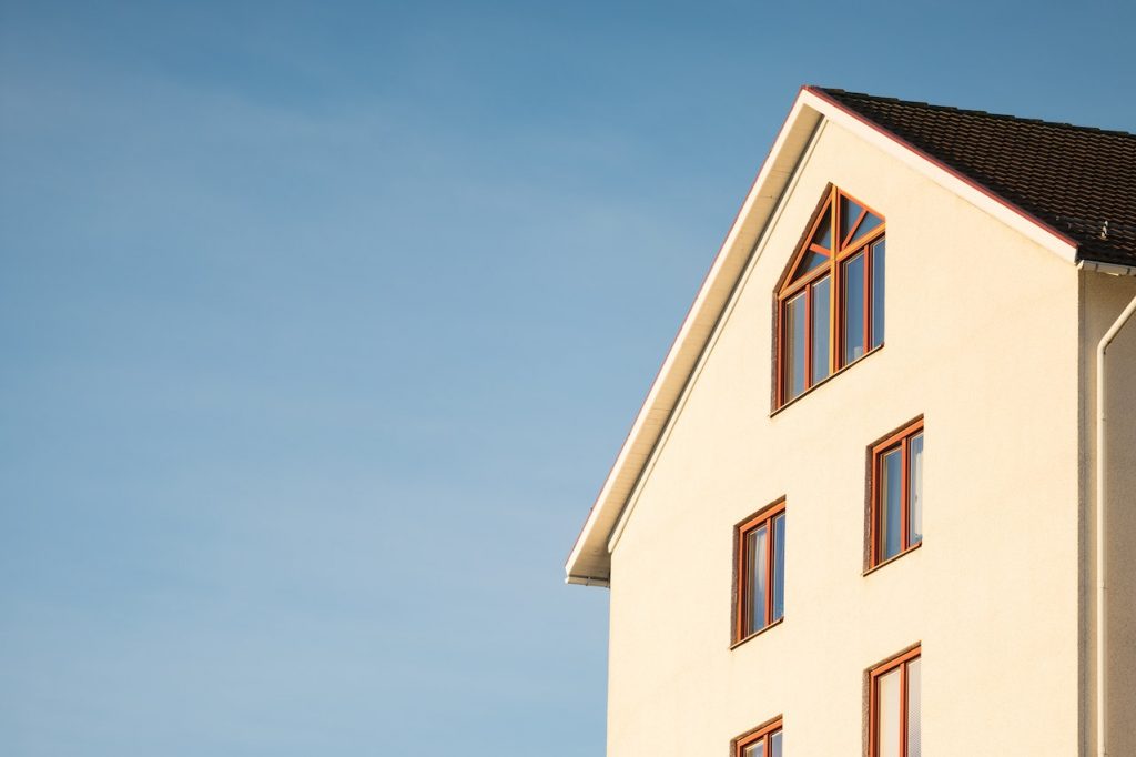 Beige house with brown windows