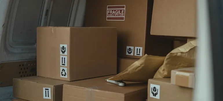 boxes loaded up in a trunk
