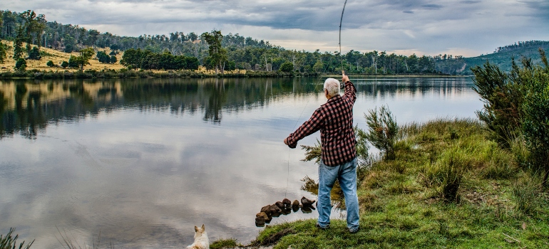 A man fishing after retiring in Boise