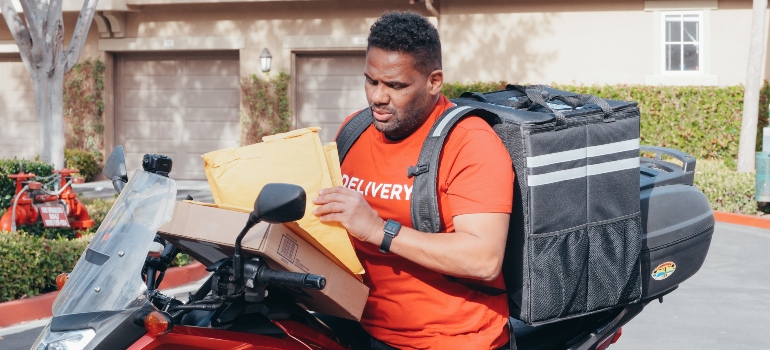 Delivery professional on a bike