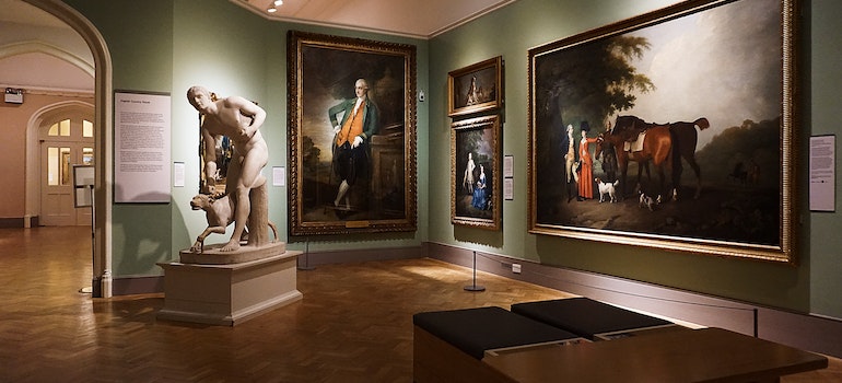 Room with paintings.