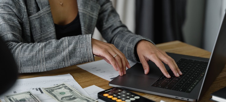 Business woman using laptop
