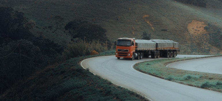 A lone truck on a road