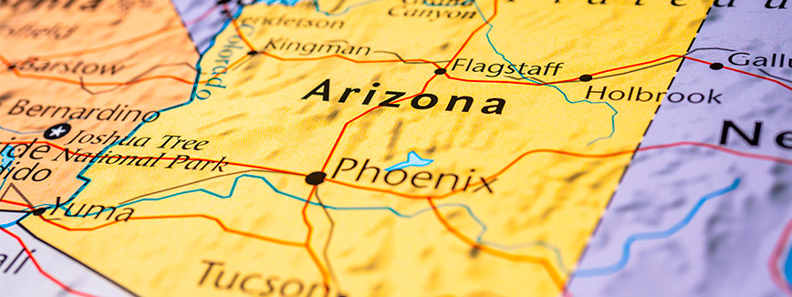 Arizona on the map. Cover image for 5 Essential Tips for Moving from Idaho to Arizona