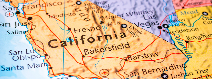 California on the USA Map: 3. The image illustrates California's new tax law as a positive change for small businesses, featured in an Idaho to California moving guide. Cover image